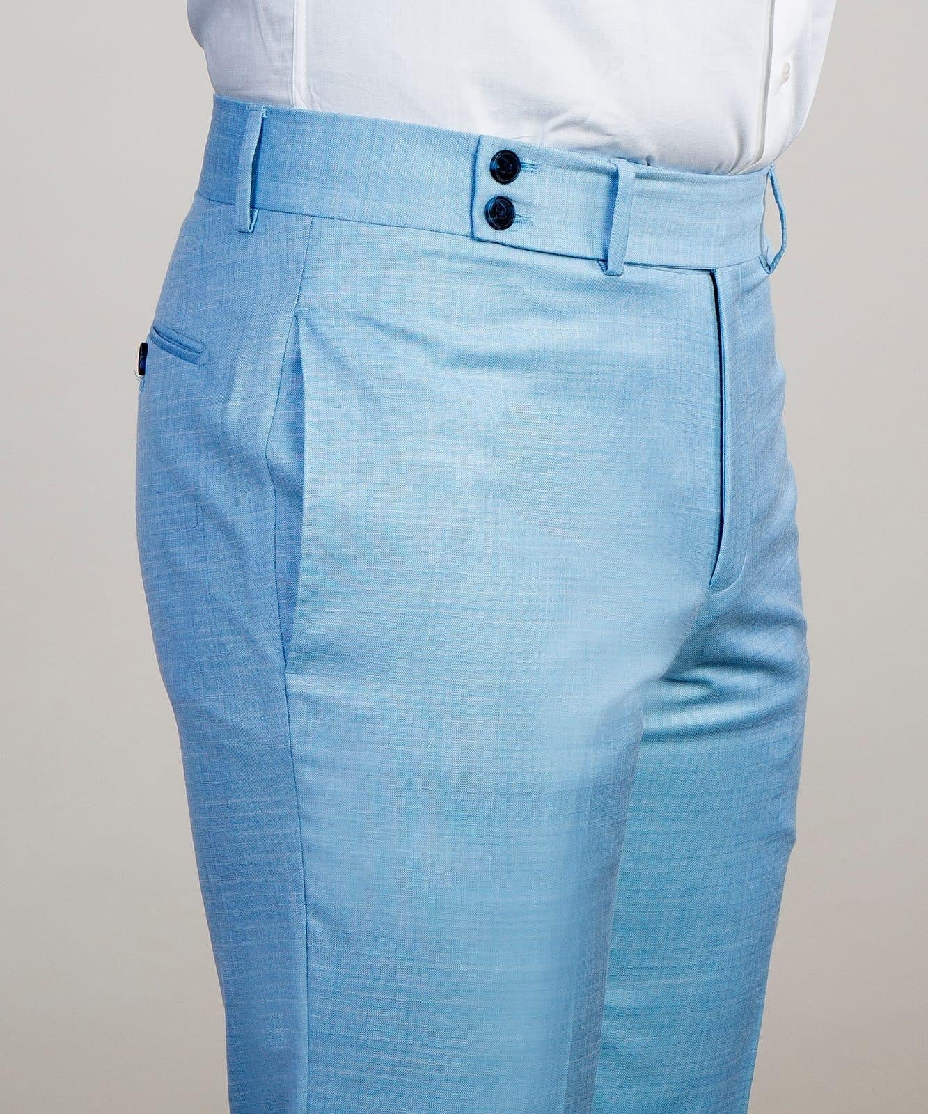 Sky New Arrival Peaked Lapel Double Breasted Two Pieces Blue Prom Suits