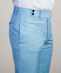 Sky New Arrival Peaked Lapel Double Breasted Two Pieces Blue Prom Suits
