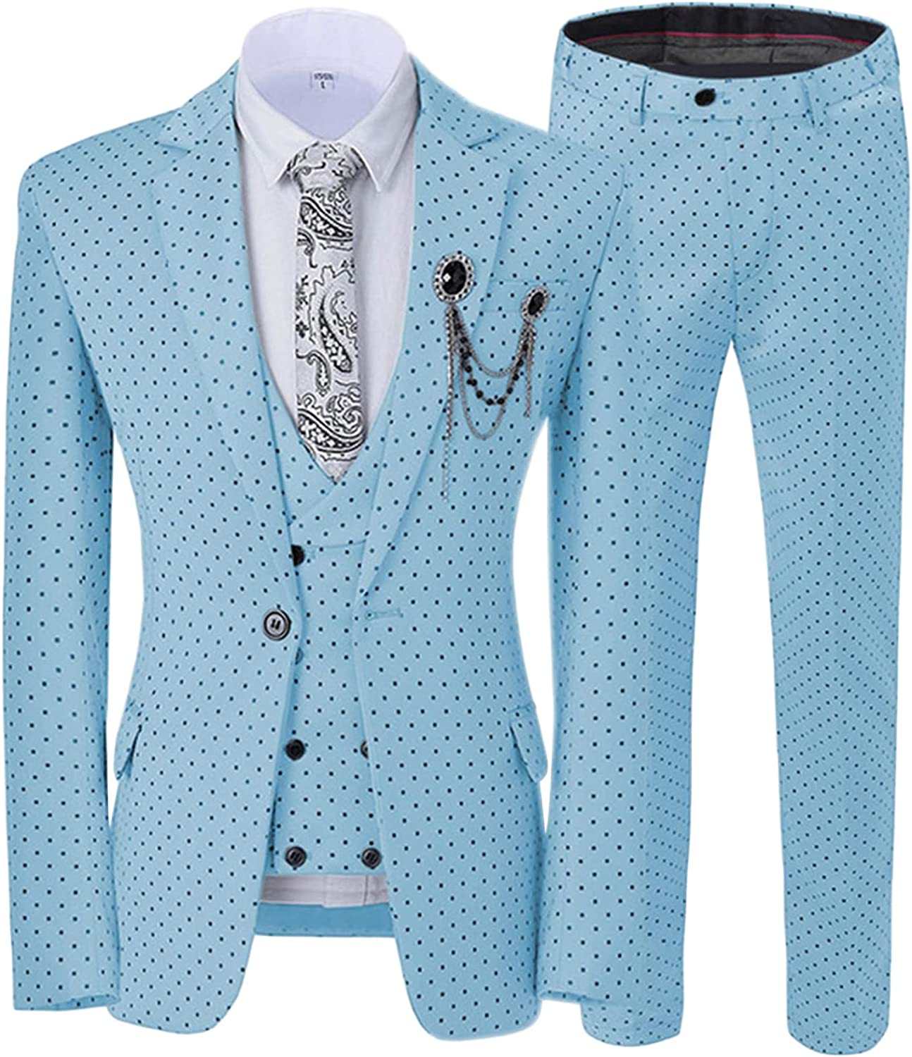 Sky Notched Lapel Three Pieces Fashion Blue Prom Suits