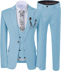 Sky Notched Lapel Three Pieces Fashion Blue Prom Suits