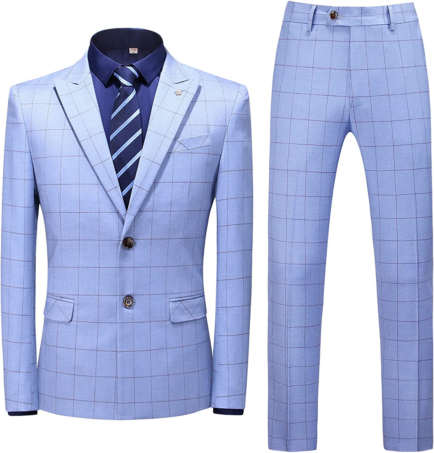 Sky Peaked Lapel Two Pieces Fancy Blue Business Suits
