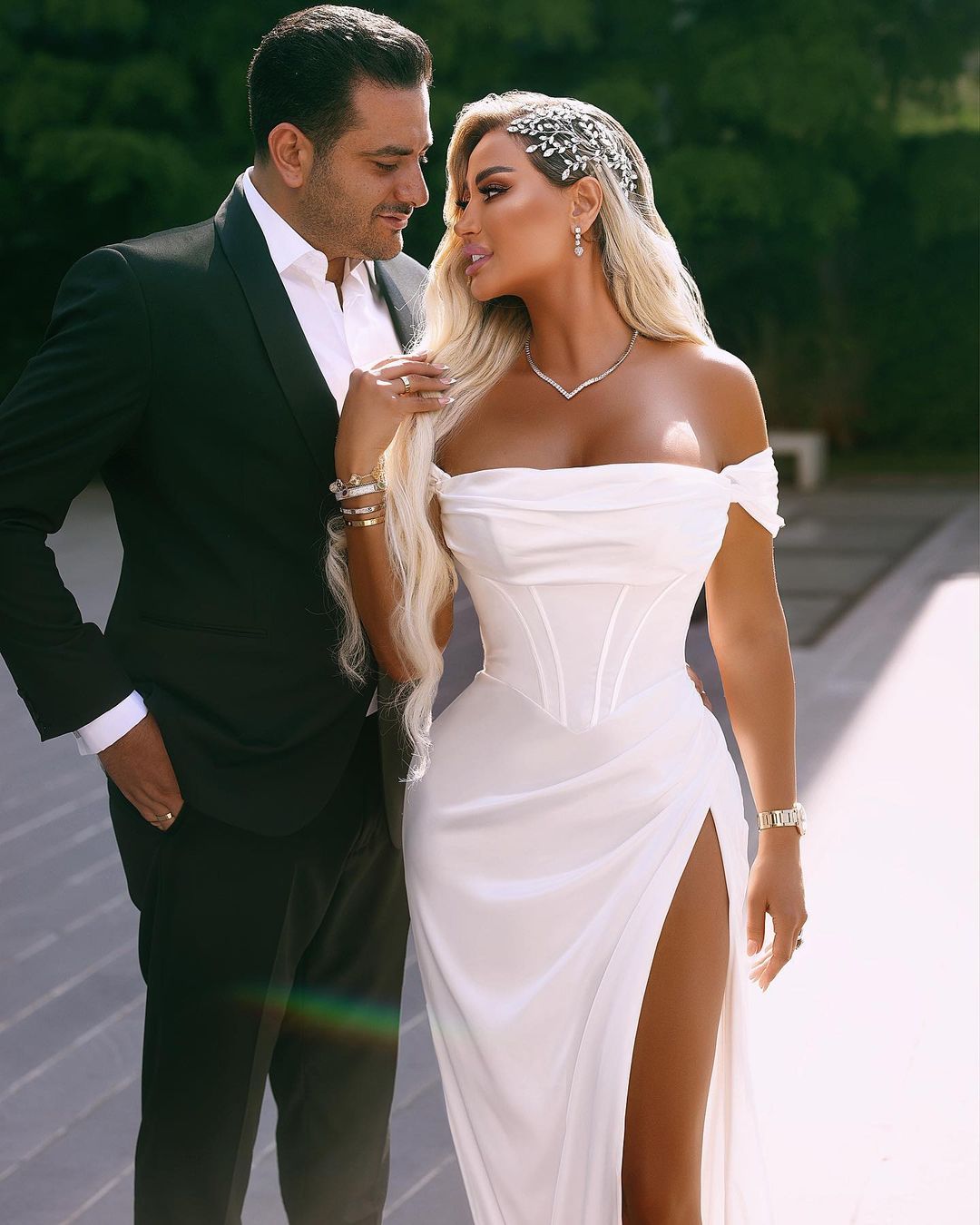 Sleeveless Prom Dress White Off the Shoulder With High Split