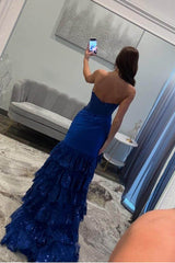 Sleeveless Strapless Long Split Prom Dress With Sequins Pleated