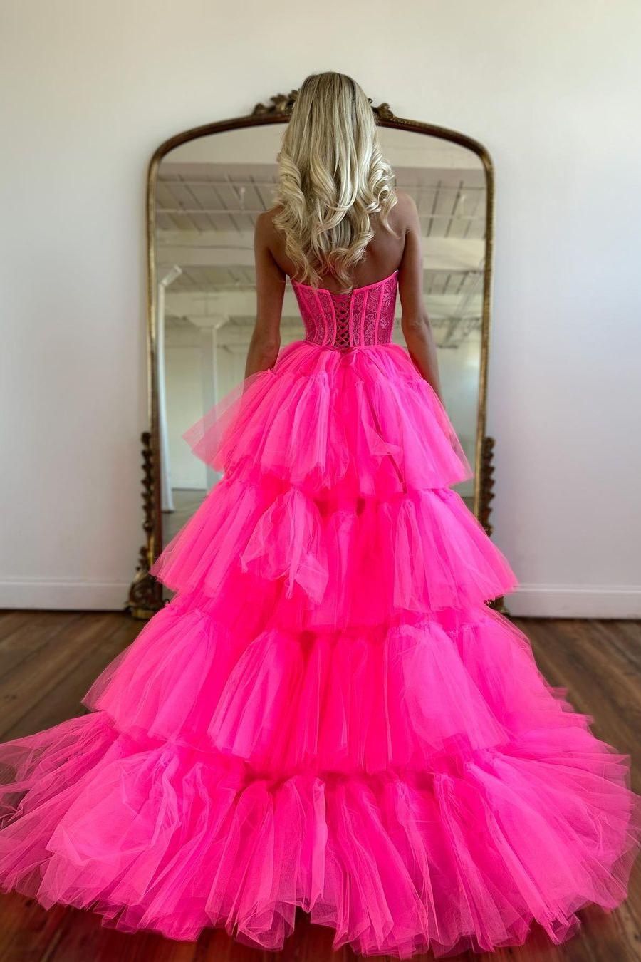 Sleeveless Sweetheart A-line High-Low Tulle Prom Dress-27dress