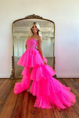 Sleeveless Sweetheart A-line High-Low Tulle Prom Dress-27dress