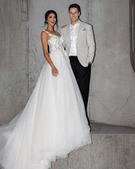 Sleeveless Tulle Wedding Dress Long With Appliques-27dress