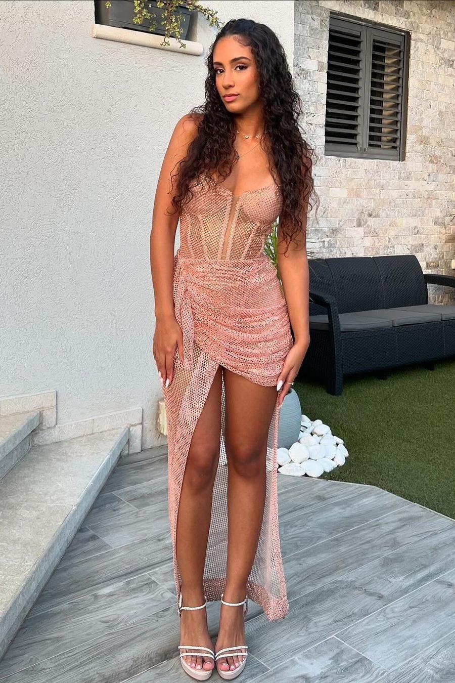 Spaghetti Strap Sleeveless Sweetheart Pleated Long Prom Dress With Split
