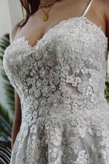 Spaghetti-Straps Appliques Wedding Dress A-Line Sweetheart-27dress