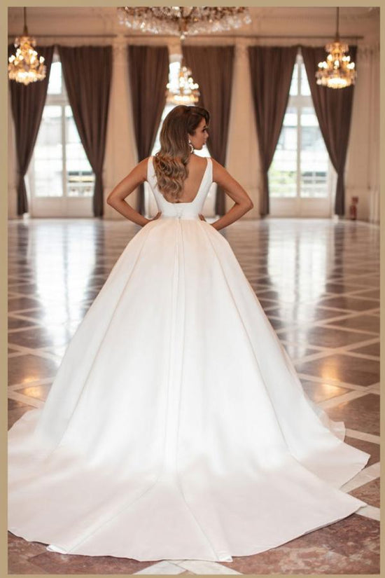 Square Straps Sleeveless Ball Gown Wedding Dress Online-27dress