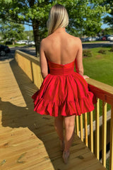 Strapless Pink Tiered A-line Short Party Dress with Bow-27dress