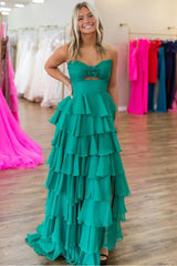 Strapless Sleeveless Long Split Prom Dress With Pleated Ruffles