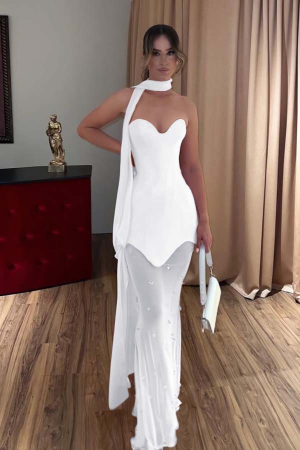 Strapless Sweetheart Sleeveless Long Mermaid Prom Dress With Beading