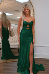 Strapless Sweetheart Sleeveless Mermaid Prom Dress With High Split