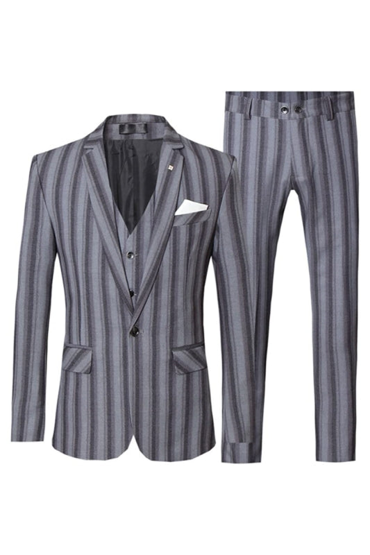 Striped Notched Lapel Three Pieces Prom Suits