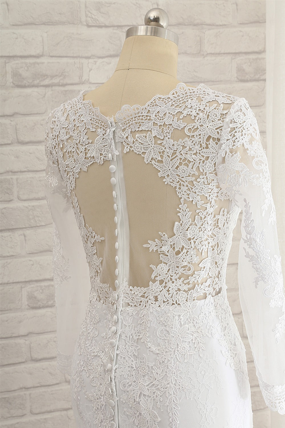 Load image into Gallery viewer, Stunning Jewel Long Sleeves Tulle Lace Wedding Dress Mermaid Jewel Appliques Bridal Gowns On Sale-27dress
