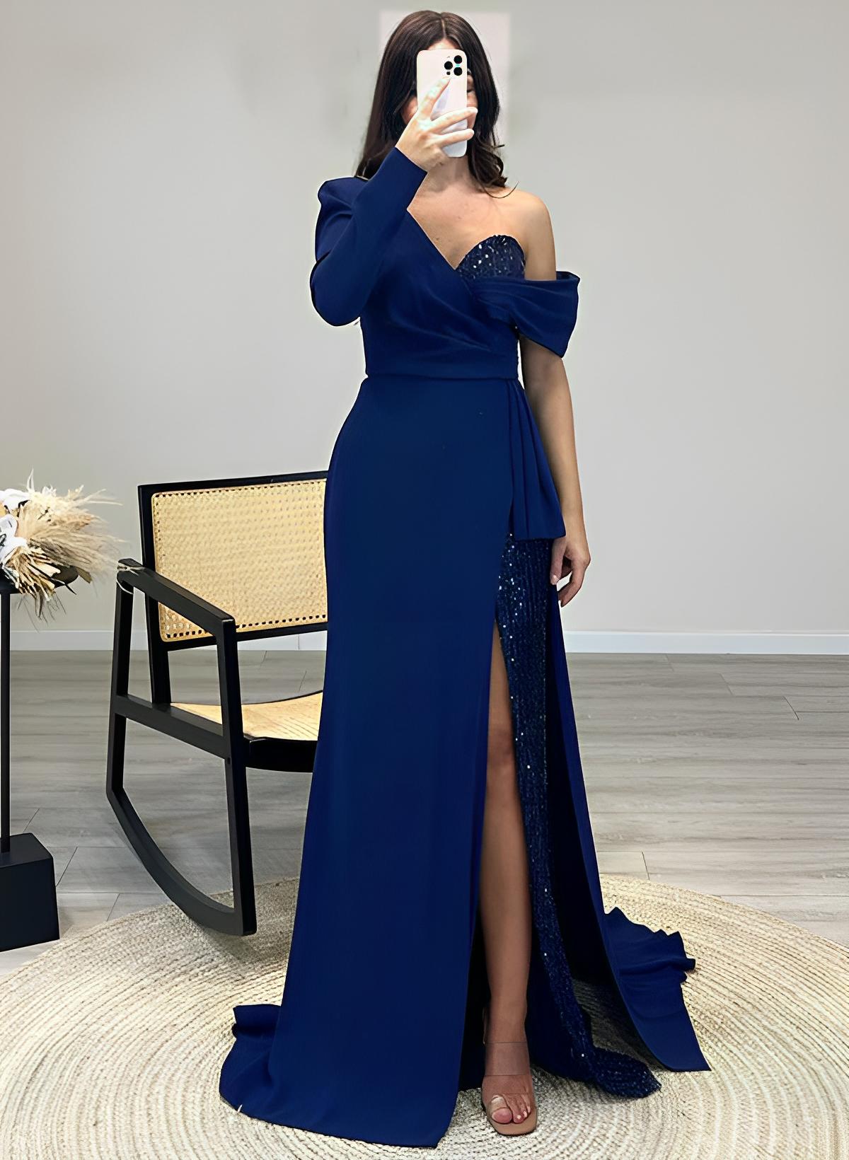 Stunning Satin V-neck Long Prom Dress with Sweep Train 27dress Stunning Satin V-neck Long Prom Dress with Sweep Train 27dress