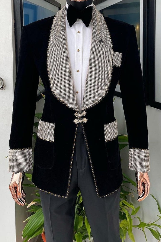 Stylish Shawl Lapel Two Pieces Black Wedding Suits