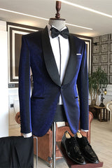 Stylish Shawl Lapel Two Pieces Blue Wedding Suits