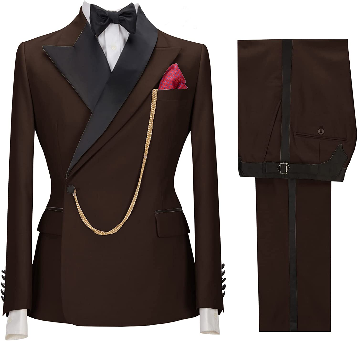 Stylish Peaked Lapel Two Pieces Brown Prom Suits For Men