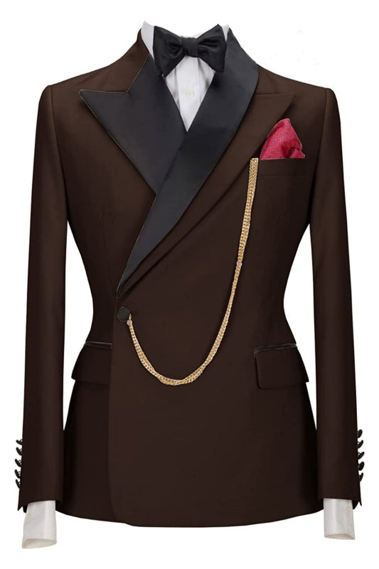 Stylish Peaked Lapel Two Pieces Brown Prom Suits For Men