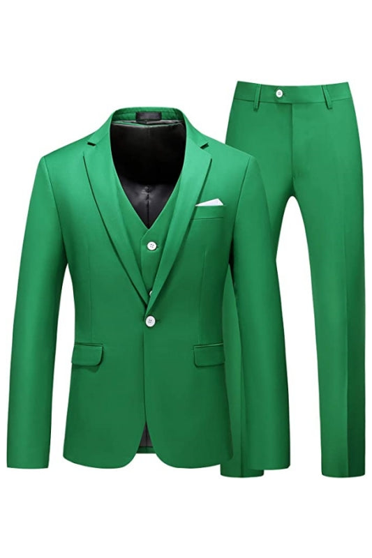 Stylish Green Notched Lapel Three Pieces Men Suits For Prom