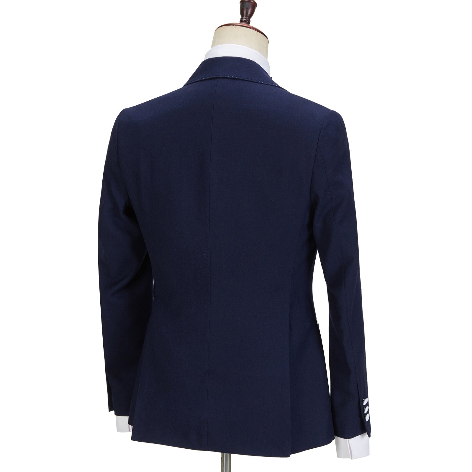 Stylish Navy Blue Peaked Lapel Slim Fit Three Pieces Men suits