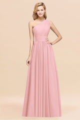 Stylish One-shoulder Sleeveless Long Junior Bridesmaid Dresses Affordable-27dress