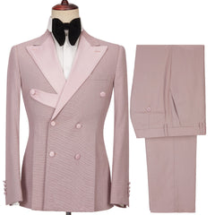 Stylish Pink Double Breasted Peaked Lapel Men Suits