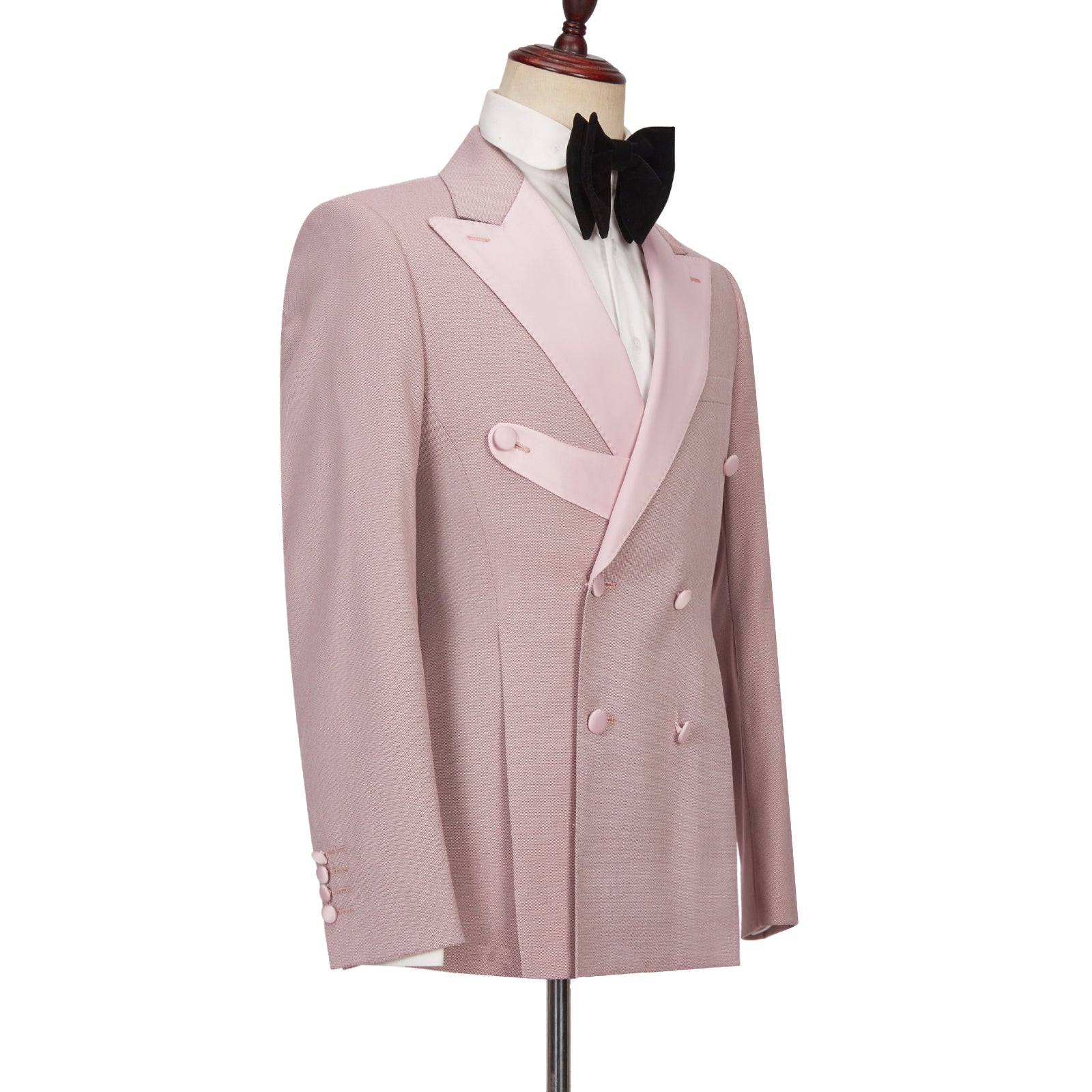 Stylish Pink Double Breasted Peaked Lapel Men Suits