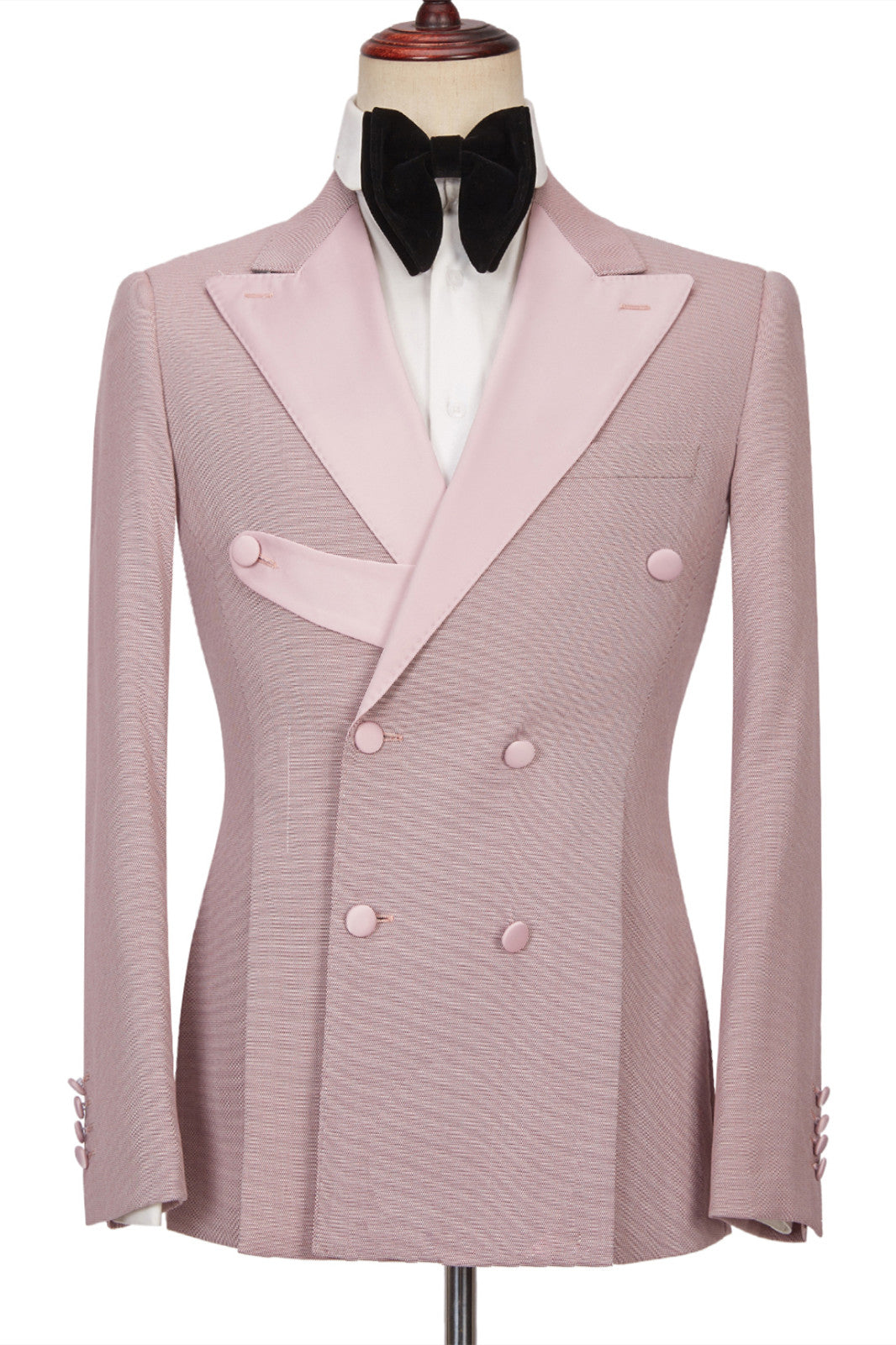 Stylish Pink Double Breasted Peaked Lapel Men Suits