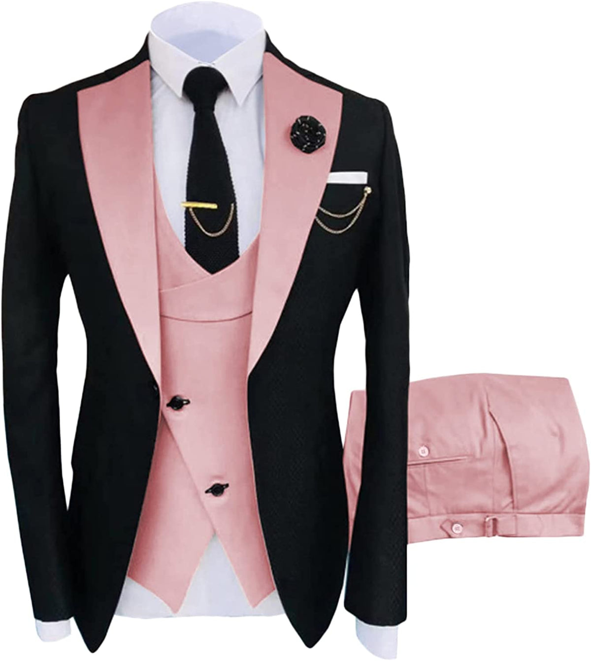 Stylish Shawl Lapel Three Pieces Pink Prom Suits For Men