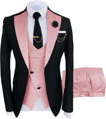 Stylish Shawl Lapel Three Pieces Pink Prom Suits For Men
