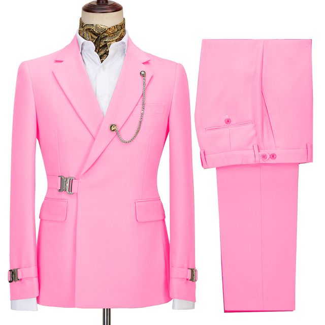 Stylish Pink Slim Fit Notched Lapel Formal Prom Men Suits