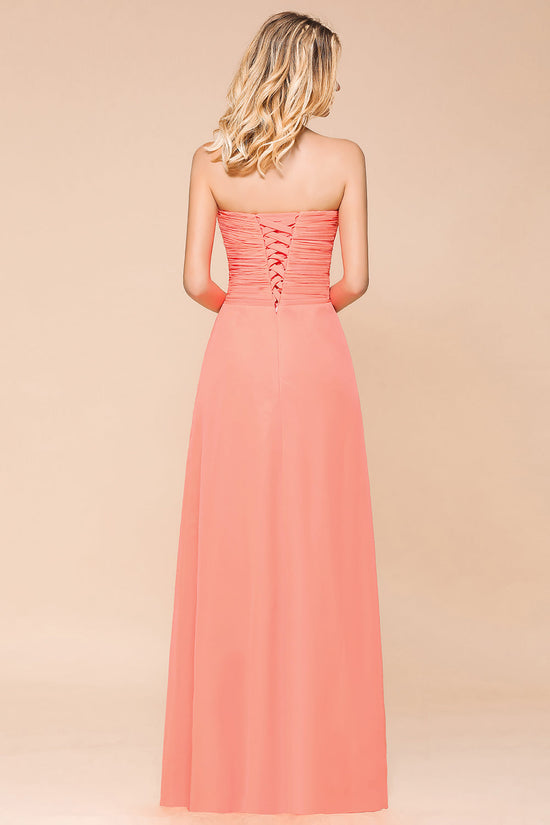 Stylish Sweetheart Ruffle Affordable Coral Chiffon Bridesmaid Dresses Online-27dress