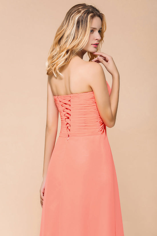Load image into Gallery viewer, Stylish Sweetheart Ruffle Affordable Coral Chiffon Bridesmaid Dresses Online-27dress
