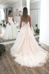 Sweetheart A-Line Wedding Dress Lace Appliques Zipper Back-27dress