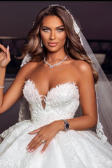 Sweetheart Ball Gown Wedding Dress Lace Appliques Online Lace-up-27dress