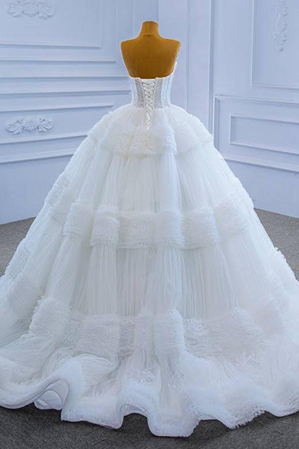 Sweetheart Ball Gown Wedding Dress Tulle Sleeveless-27dress