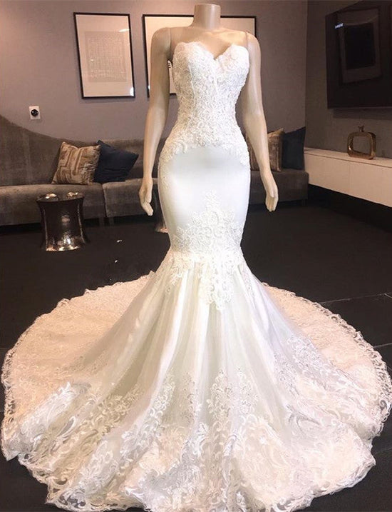 Sweetheart Lace Wedding Dress Mermaid Online-27dress