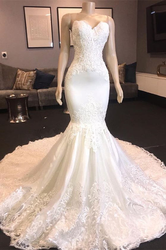 Sweetheart Lace Wedding Dress Mermaid Online-27dress