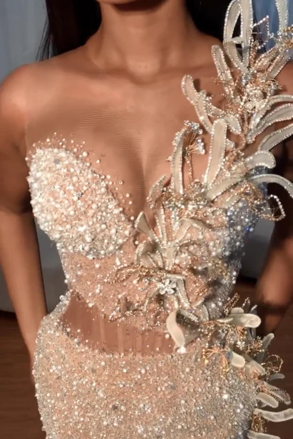 Sweetheart Mermaid Sequined Long Prom Dress With Beaded-27dress