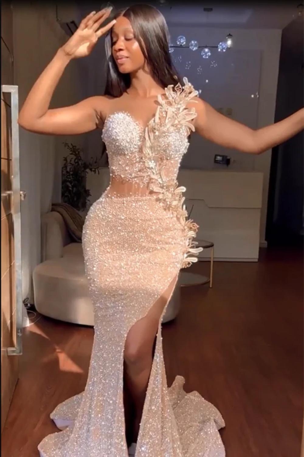 Sweetheart Mermaid Sequined Long Prom Dress With Beaded-27dress