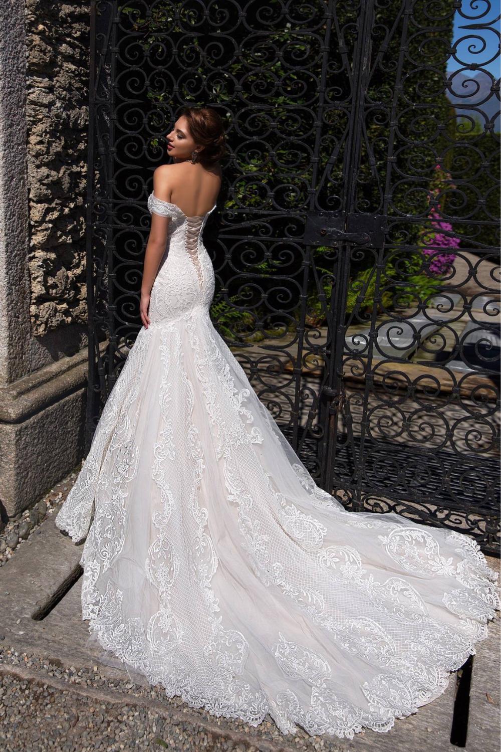 Sweetheart Off-the-shoulder Mermaid Wedding Dress with Lace Appliques-27dress