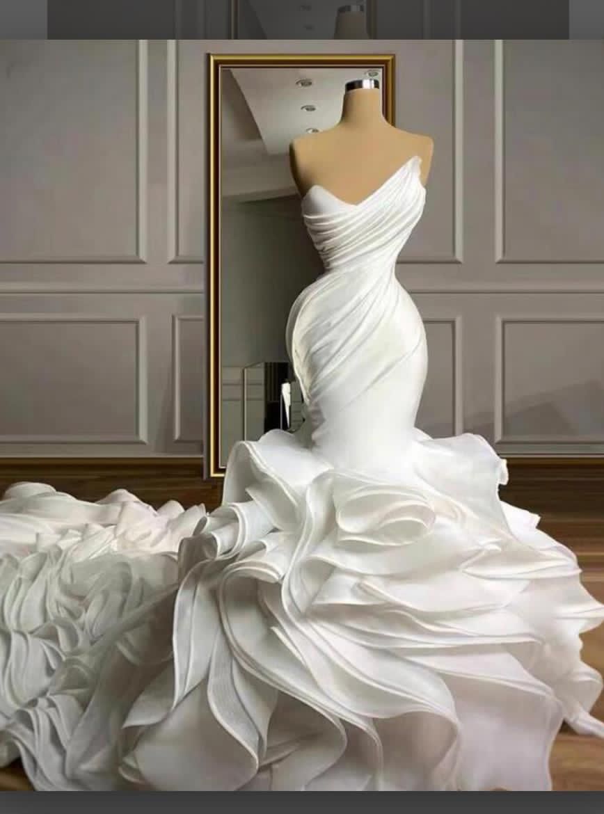 Sweetheart Ruffles Wedding Dress Mermaid Long Online-27dress