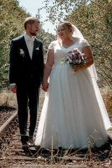 27DRESS Sweetheart Short Sleeves Plus Size Ball Gown Wedding Dresses