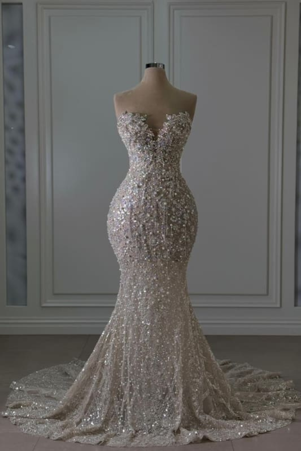 Sweetheart Sleeveless Mermaid Sequined Prom Dress with Beaded-27dress