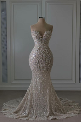 Sweetheart Sleeveless Mermaid Sequined Prom Dress with Beaded-27dress