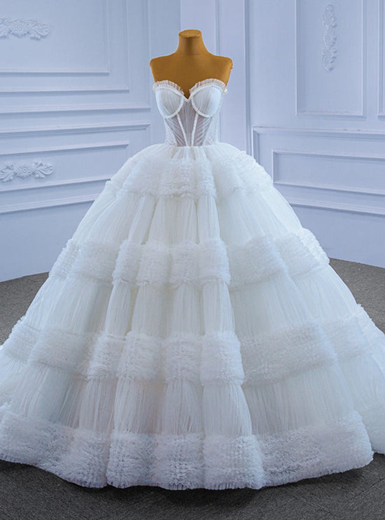 Sweetheart Tulle Ball Gown Wedding Dress Sleeveless-27dress