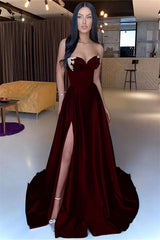 Sweetheart Yellow Strapless Mermaid Beadings Long Prom Dress With Split