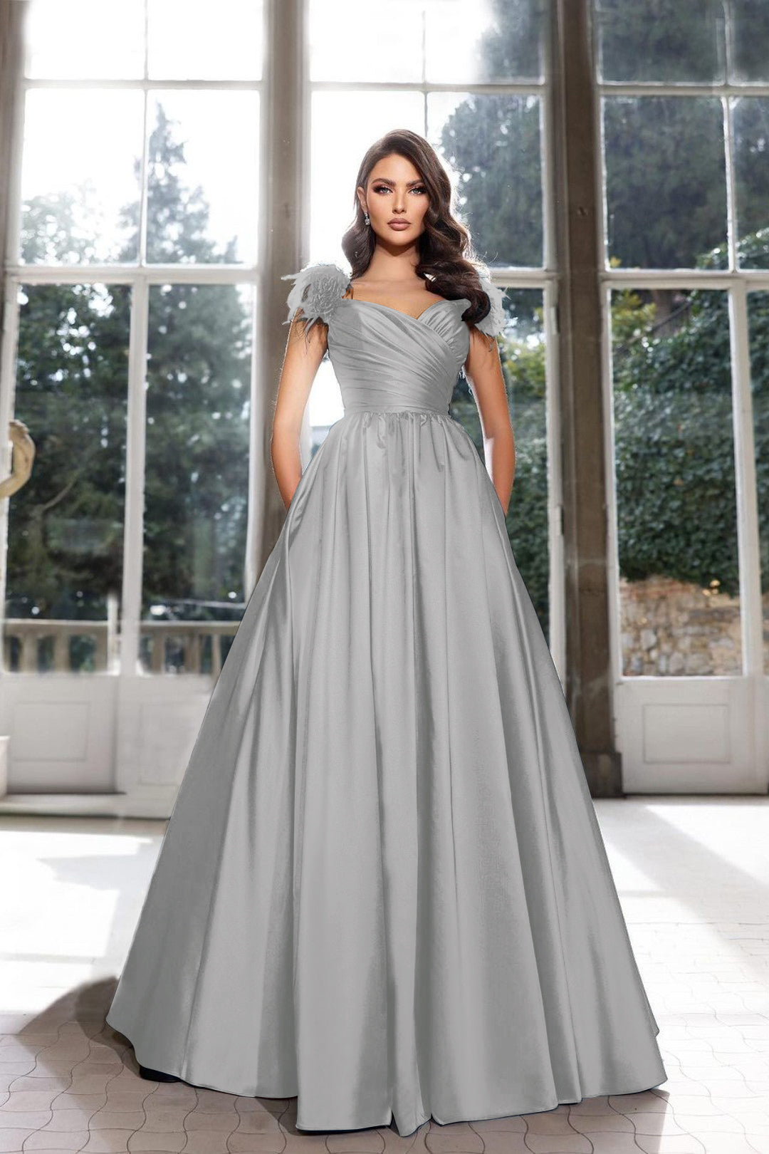 Tassel Sleeveless Straps A Line Long Prom Dress Pleated Dark Navy
